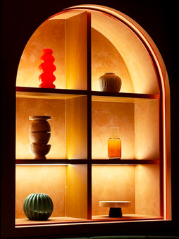 Material finishes and textured surfaces at Temper Wine Room & Lounge