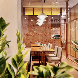 Casual dining environment designed for family and community gatherings