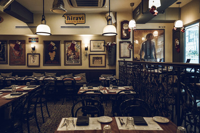 Warm and intimate dining atmosphere within contemporary French bistro