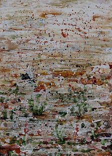 abstract mixed media collage landscape, earth tones