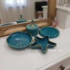 Teal eco resin coasters with glossy finish