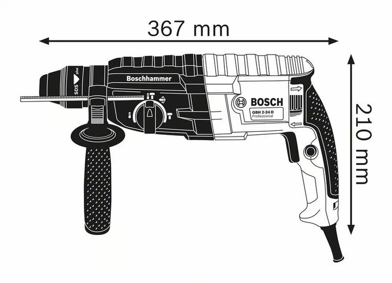 Thumbnail: Black and White Diagram of the Bosch Rotary Hammer