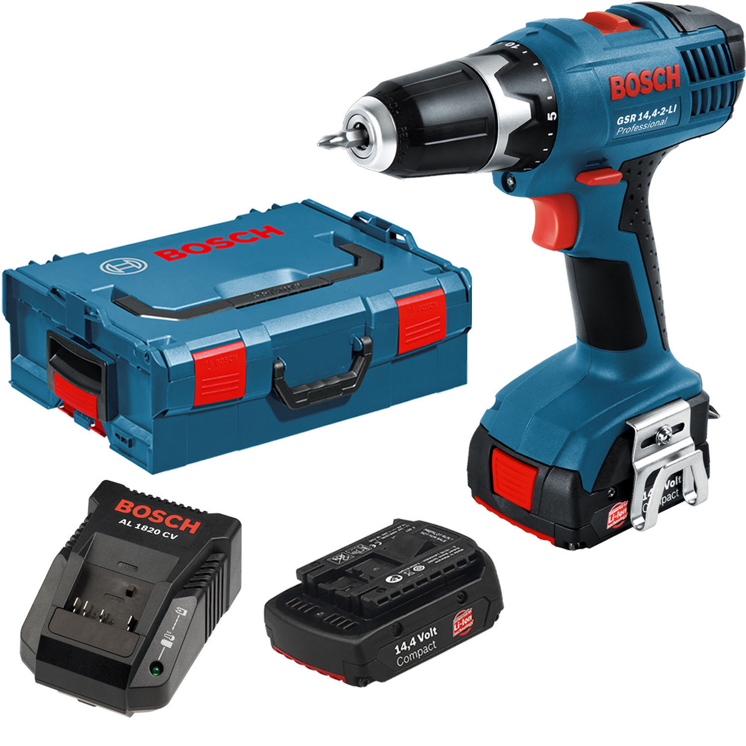 Bosch 14.4V Cordless Drill/Driver with carry case, charger and batteries