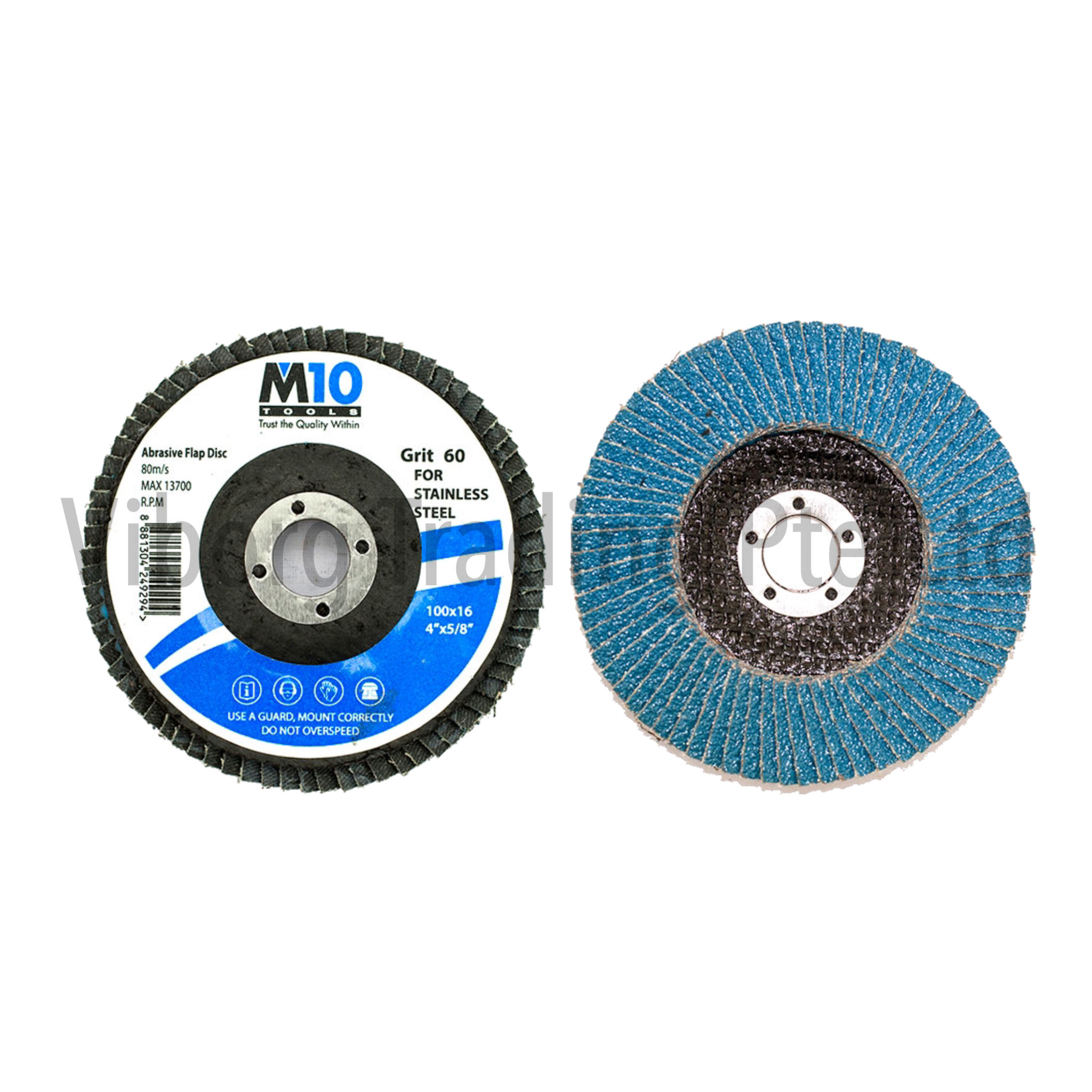 M10 Abrasive Flap Disc for Stainless Steel Front and Back View