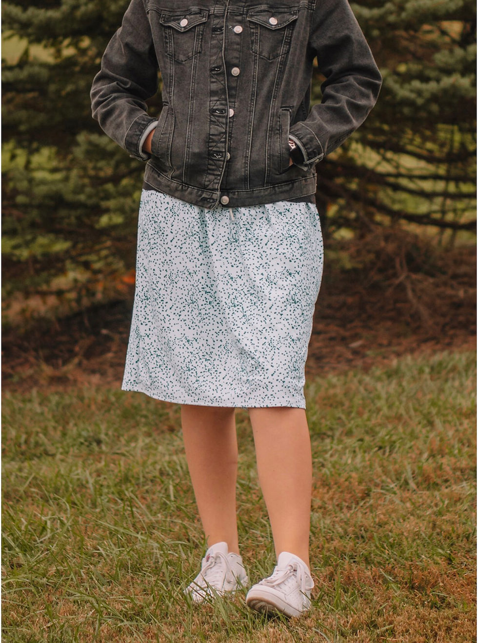 Thumbnail: Modern Skort -Scattered Green Dots