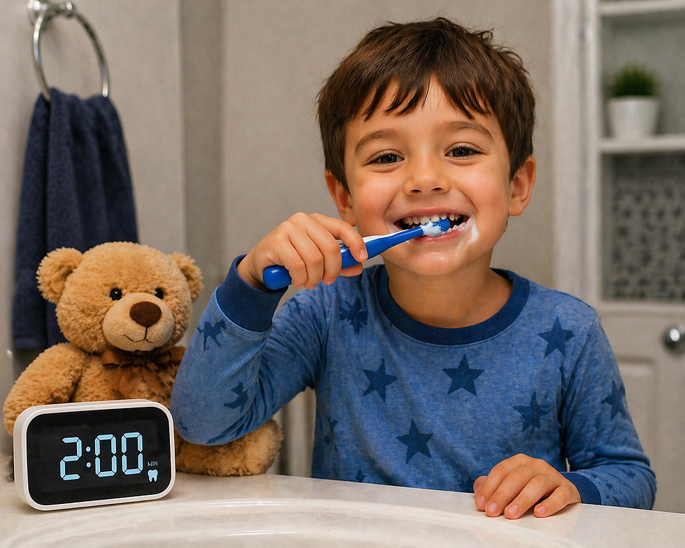 little boy brushing his teeth