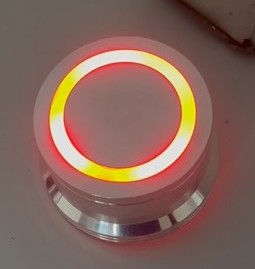 Custom illuminated lift button prop with animated LED lighting for film production