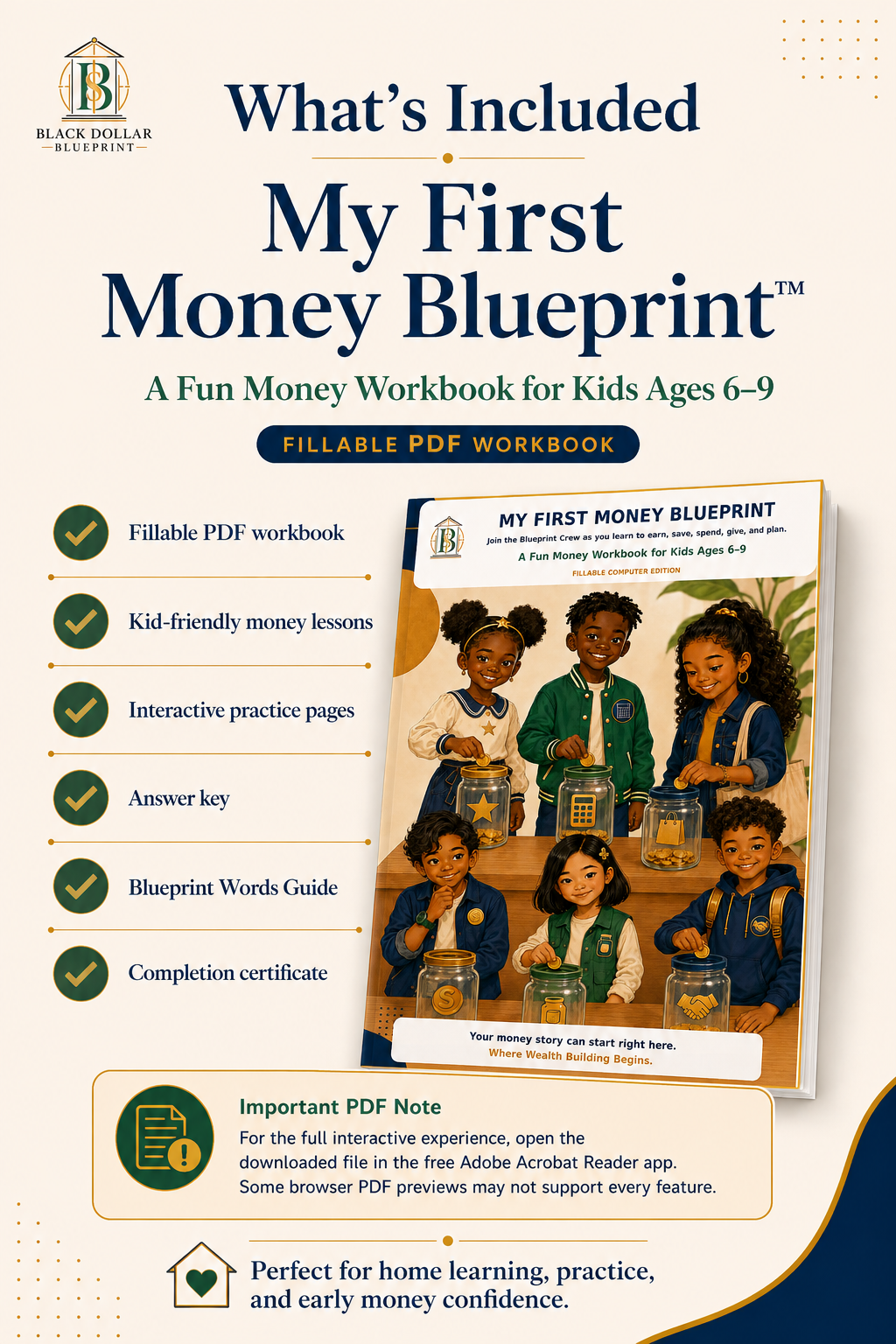 My First Money Blueprint™ | Fillable Money Workbook for Kids Ages 6–9