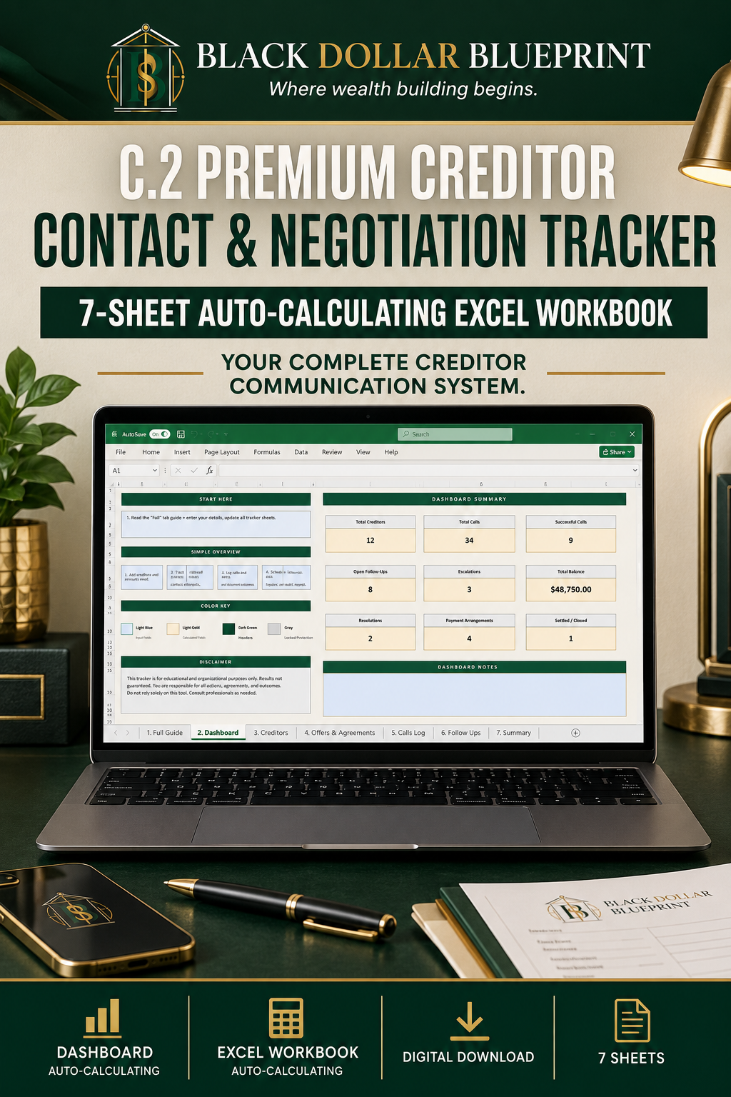 Premium Creditor Negotiation Excel Workbook C.2 Tracker