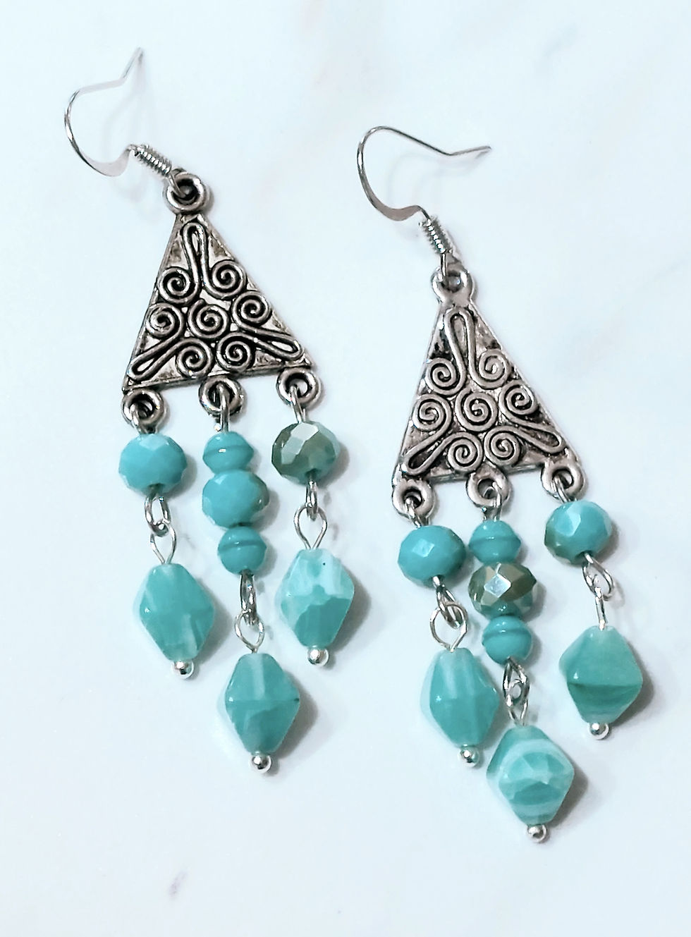 Thumbnail: Silver & Turquoise Chandelier Earrings