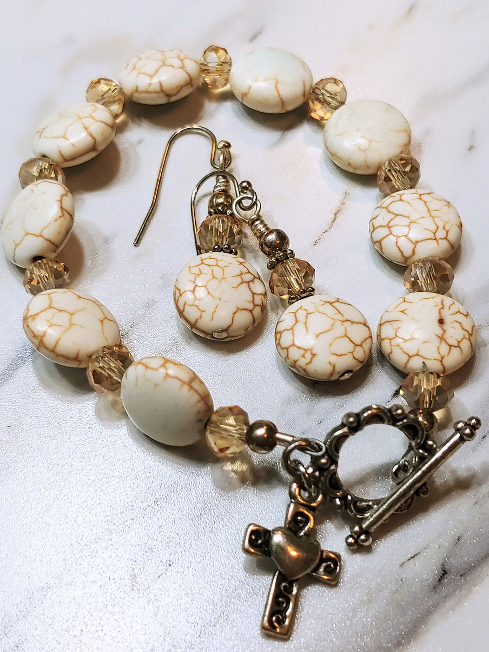 Thumbnail: Ivory & Brown Magnesite Bracelet Set