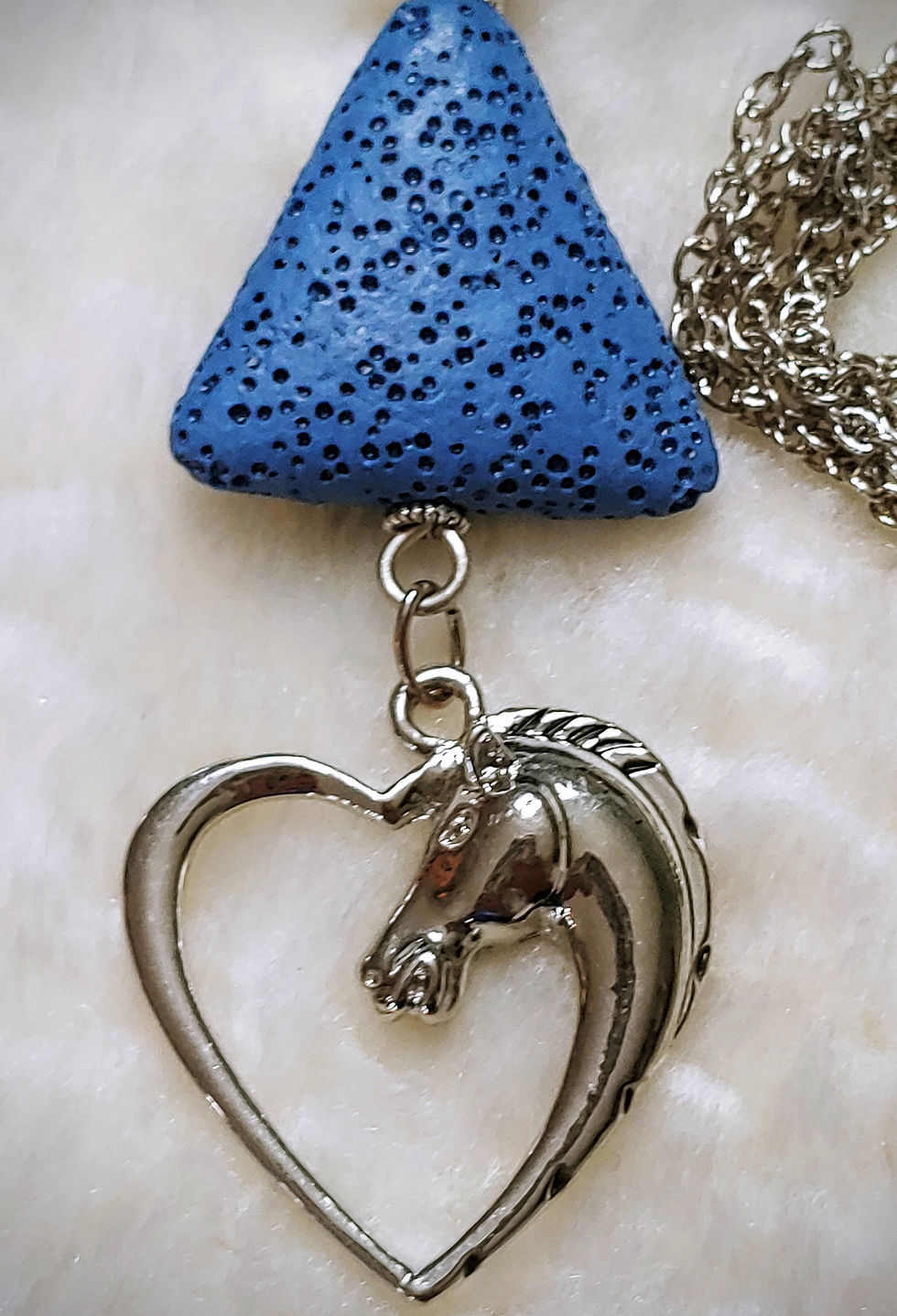 Thumbnail: Blue Lava Stone with Horse Necklace