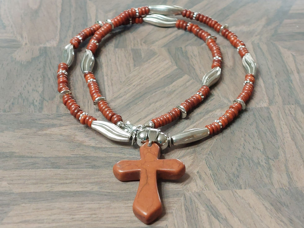 Thumbnail: Men's Brown Magnesite Cross Necklace