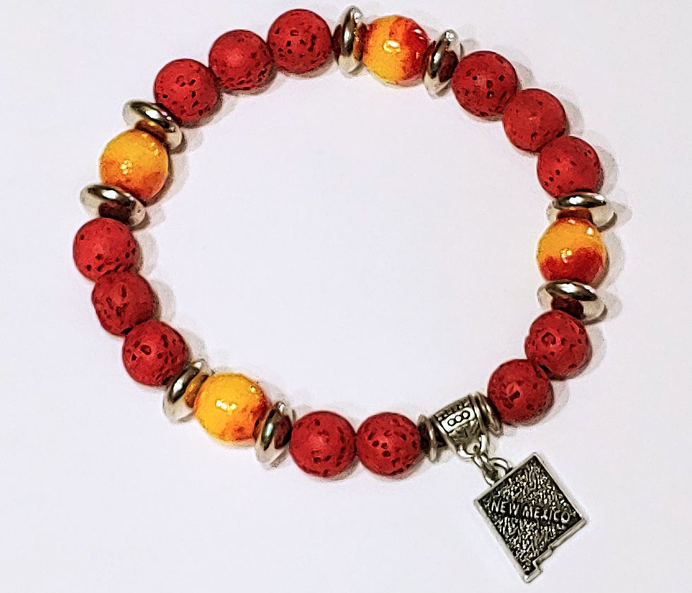 Thumbnail: Red & Yellow New Mexico Lava Stone Bracelet