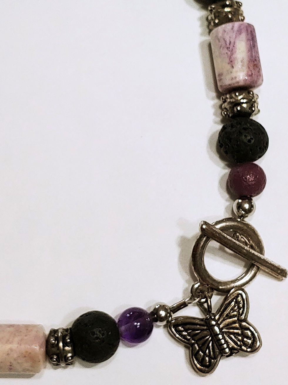 Thumbnail: Amethyst & Black Lava Stone Bracelet