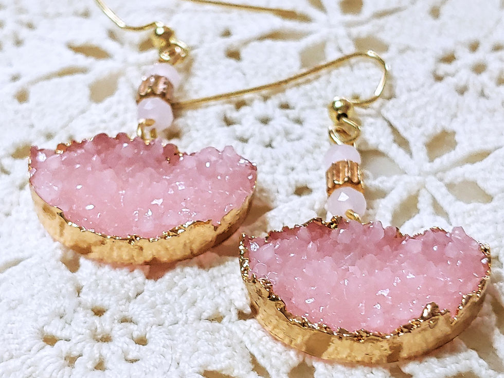 Thumbnail: Pink Druzy Acrylic Earrings
