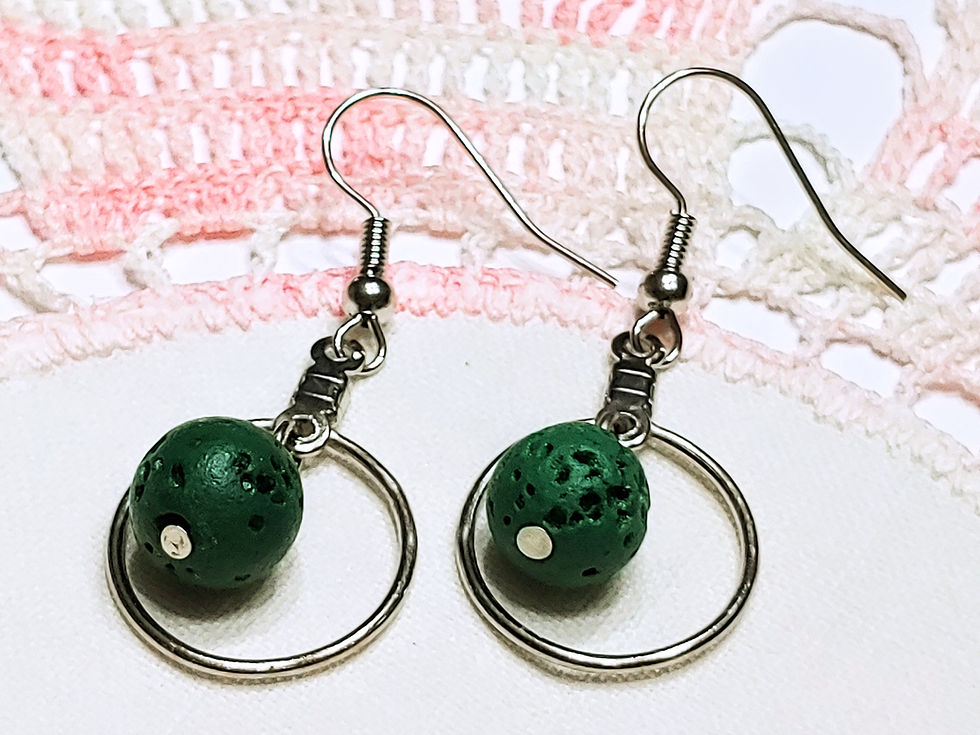 Thumbnail: Green Lava Stone Earrings