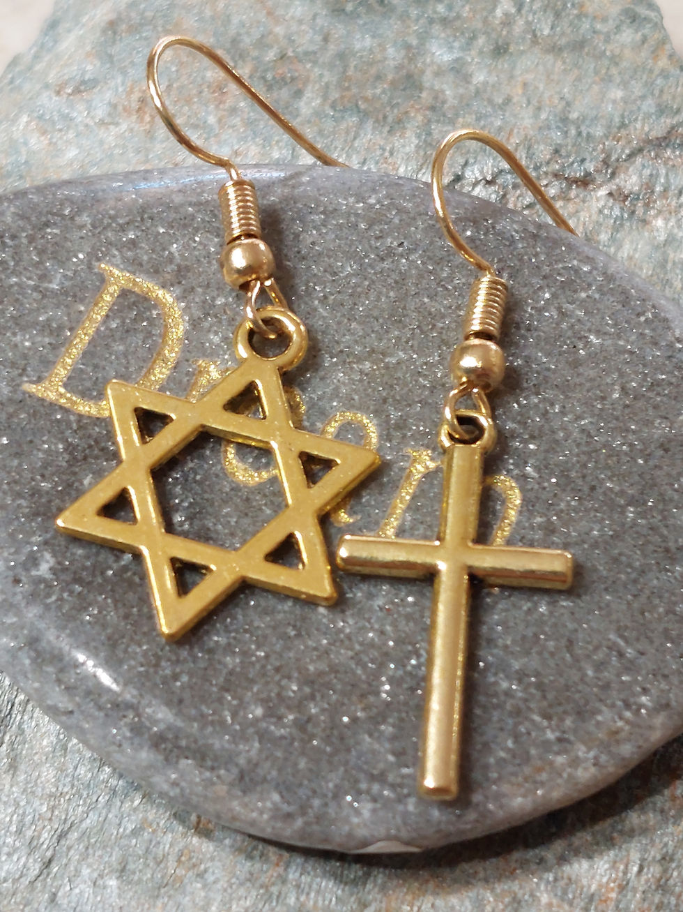 Thumbnail: Gold Cross & Star of David Earrings