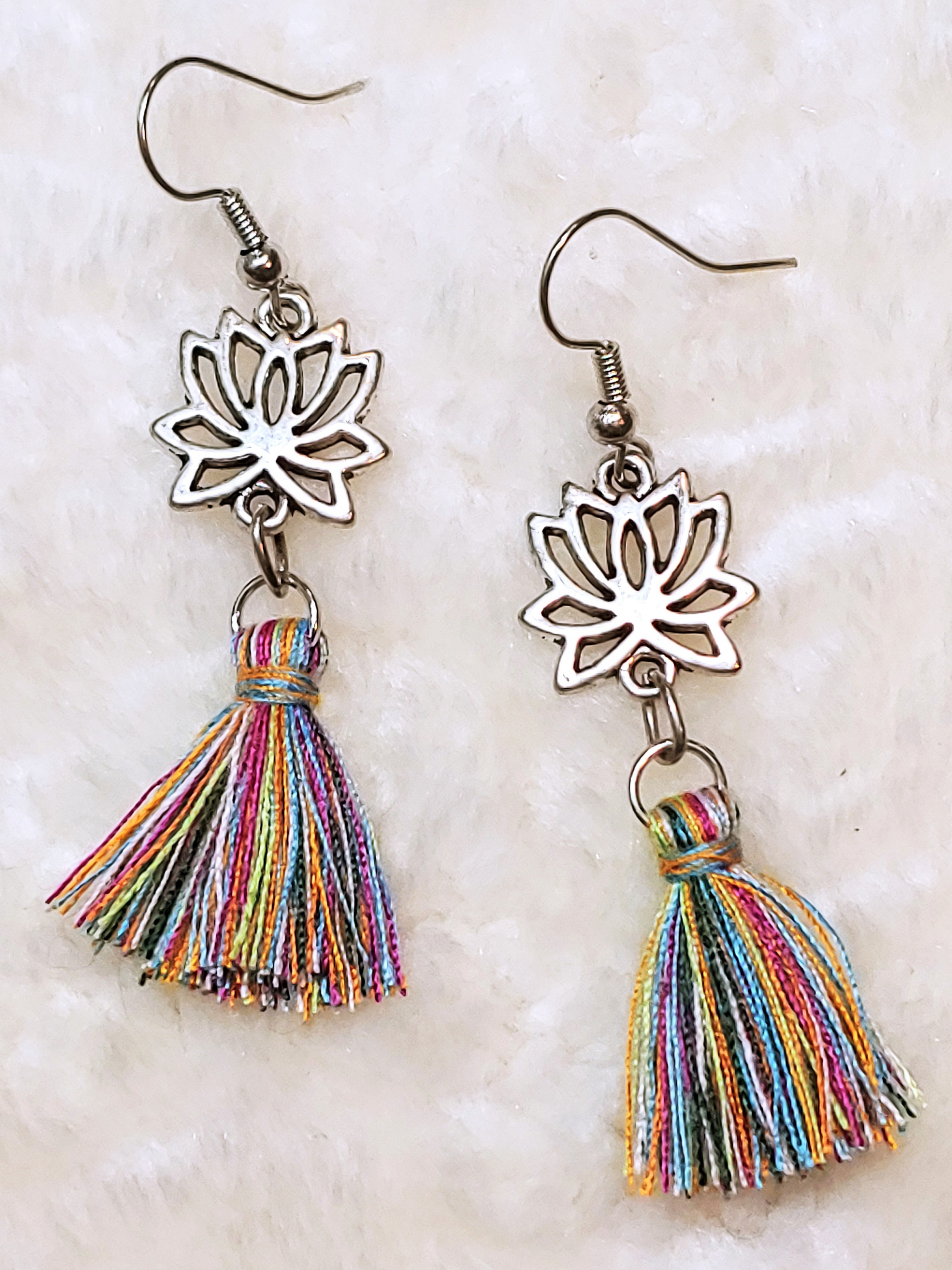 Lotus & Tassel Earrings