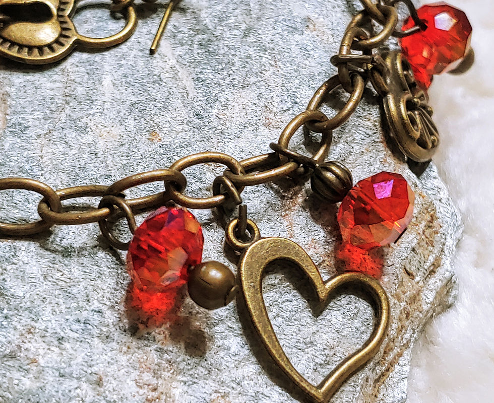 Thumbnail: Brass Heart Charm Set