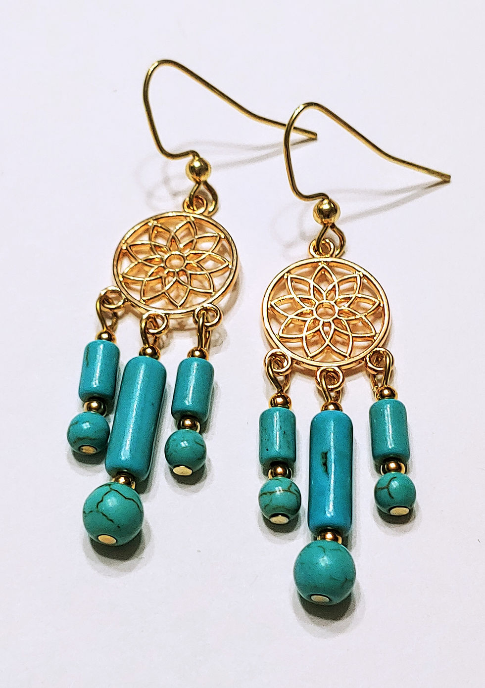 Thumbnail: Gold & Turquoise "Fruit of the Spirit" Chandelier Earrings