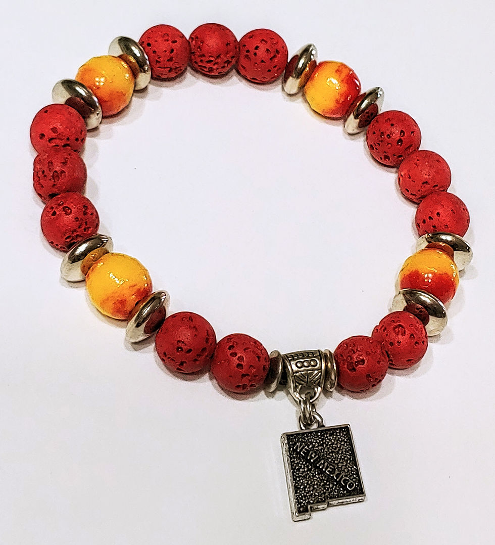Thumbnail: Red & Yellow New Mexico Lava Stone Bracelet