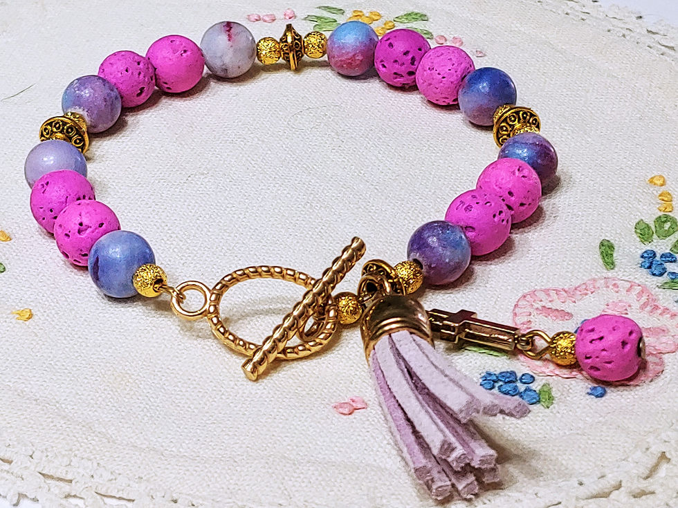 Thumbnail: Pink & Purple Lava Stone Bracelet