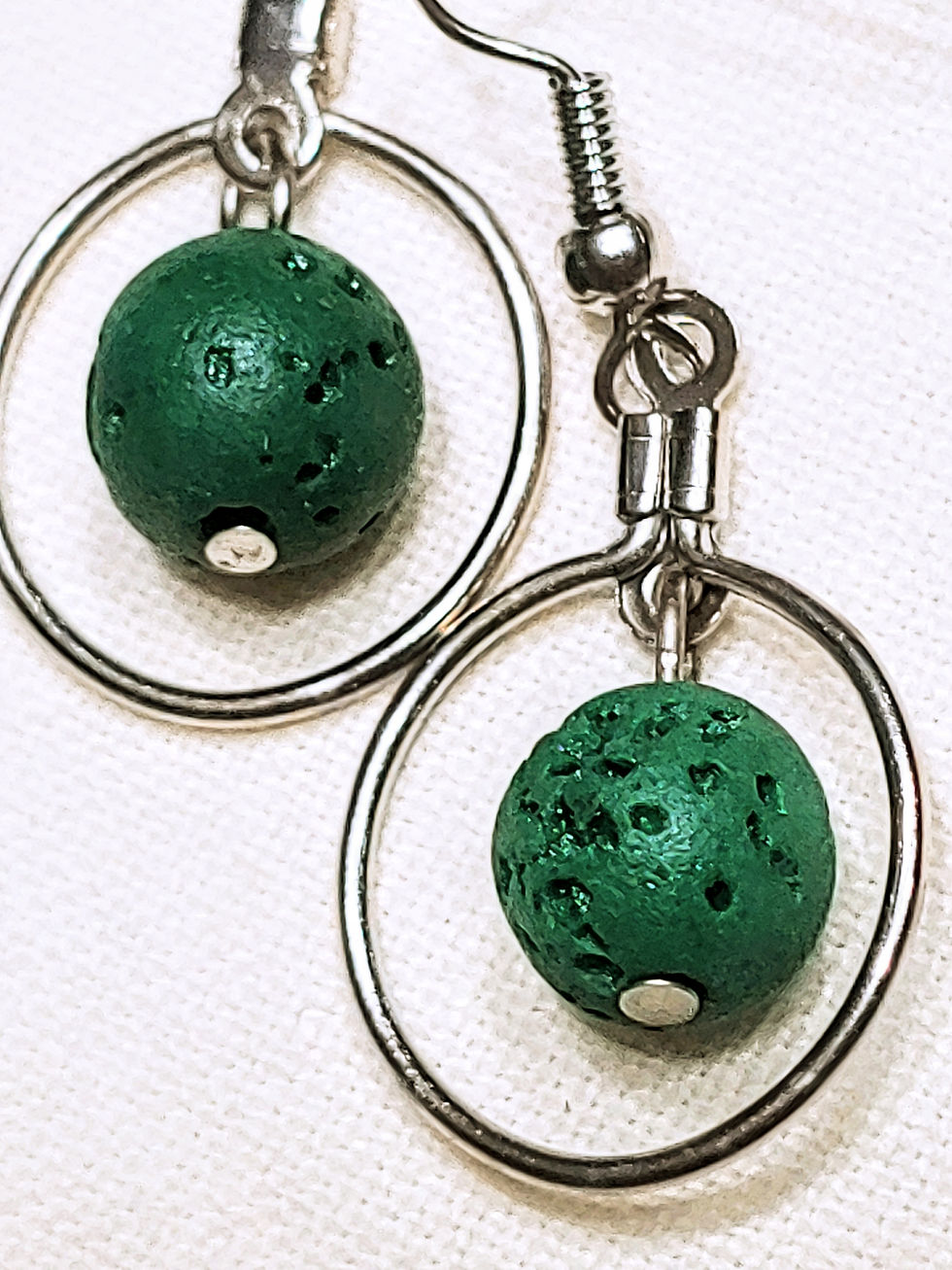 Thumbnail: Green Lava Stone Earrings