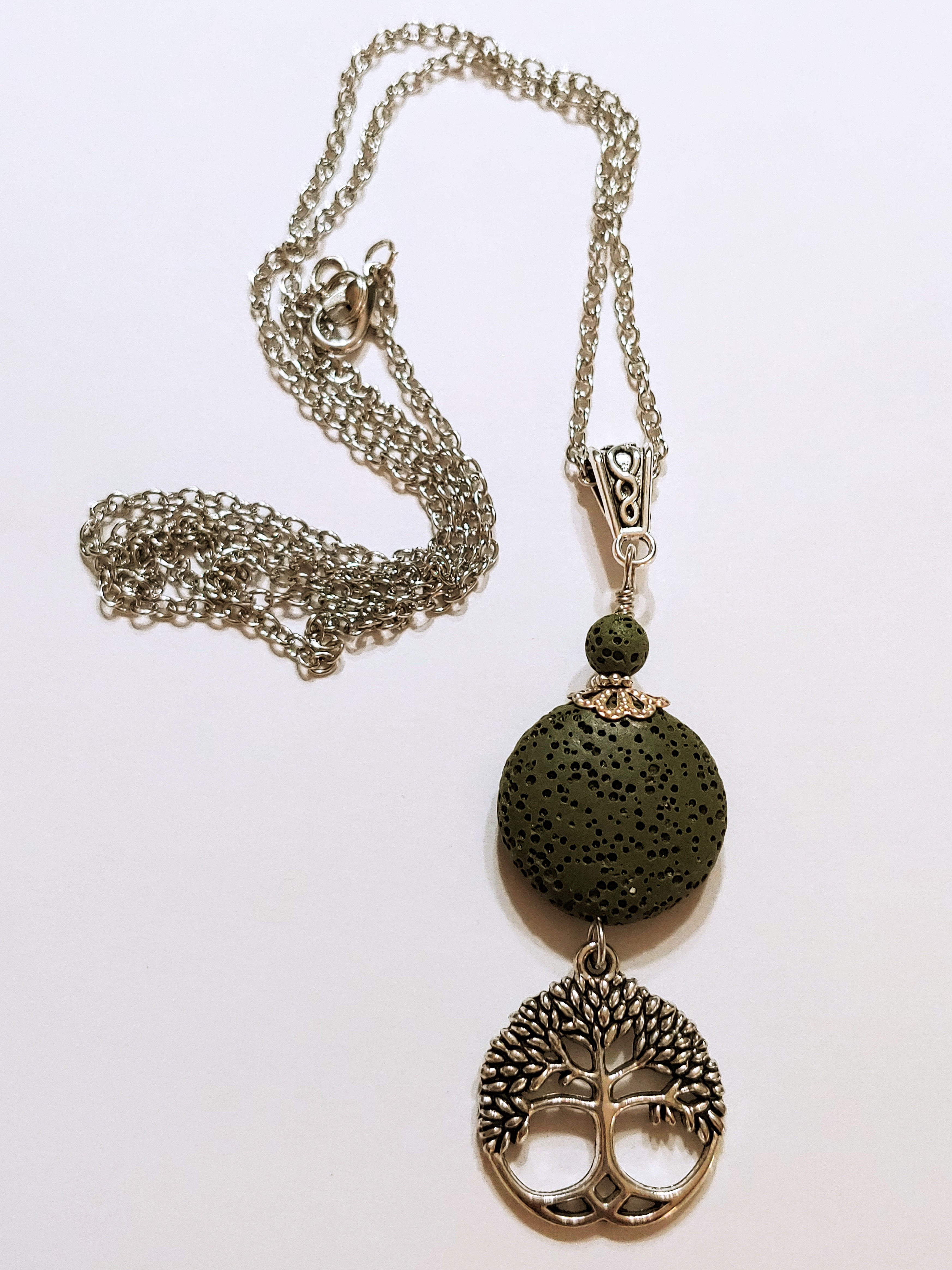 Tree of Life Lava Stone Necklace
