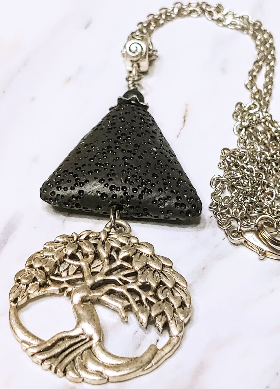 Thumbnail: Tree of Life & Black Lava Stone Necklace