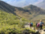 Members of the Mountain Mommas traverse “The Bonds” in the White Mountains, 2017.