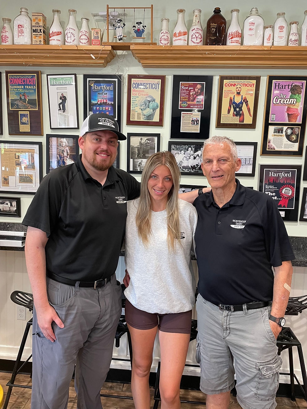It’s all about family at Mortensen Dairy Ice Cream in Newington. Todd Mortensen, his sister Erika Mortesen Haelen and their father Rodney still make and sell fresh frozen treats. (Jahne)