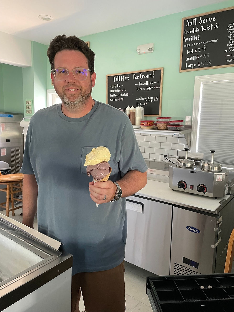 Kyle Pavlik of Tall Man’s Ice Cream in Cromwell is a veteran of the dairy business. (Jahne)