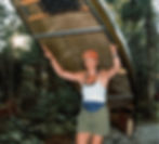 Mary Ellen Mullins portages her canoe on a trail during a trip to Warner’s Camp, Algonquin Park, Canada, 2005.