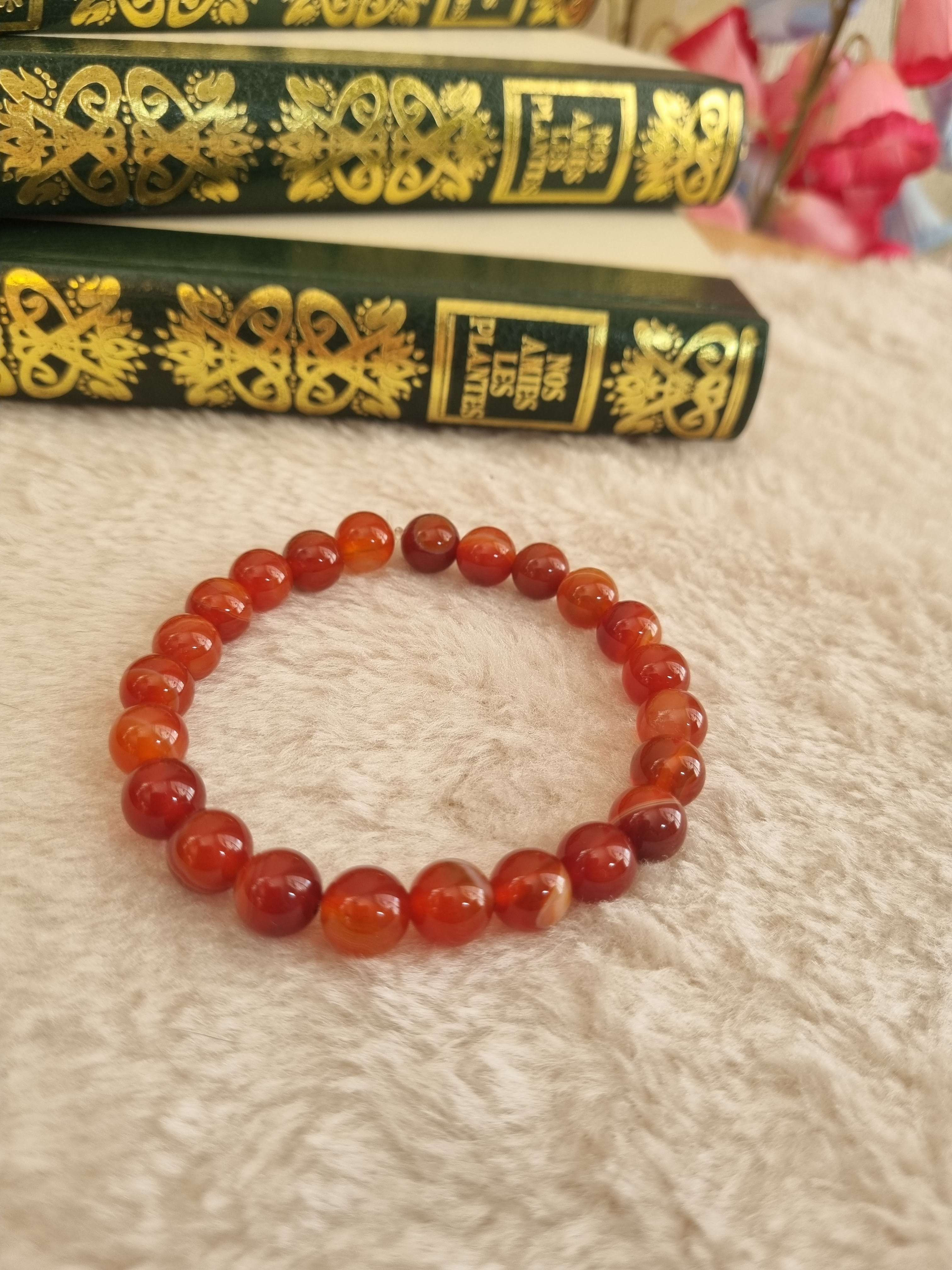Bracelet Agate Rouge (Perles 8mm)