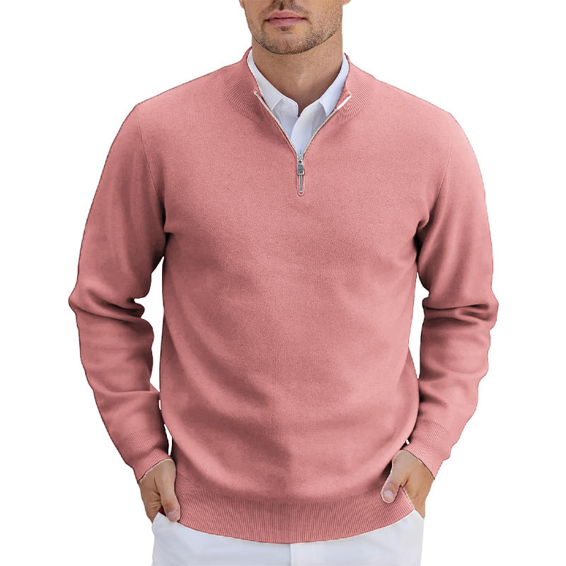 Thumbnail: Autumn Mens Zipper Pullover Slim Fit Lightweight Knit Pullover Jacket Coats Casu