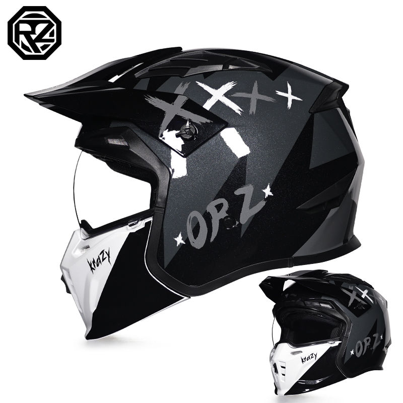 Thumbnail: New Motorcycle Helmet Vintage Casque Moto Black Warrior Combination Helmet Full 