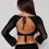 Thumbnail: Fashion Womens 2Pcs Clubwear Outfit Sets Long Hollow Sleeve Crop Tops + White Lo
