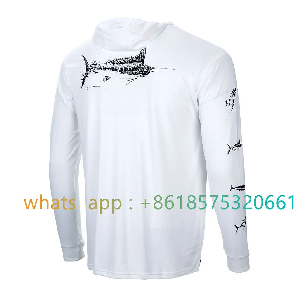 Thumbnail: child aldult Fishing T-shirt Hooded Long Sleeve UV Protection 50 Angling Tops Ou
