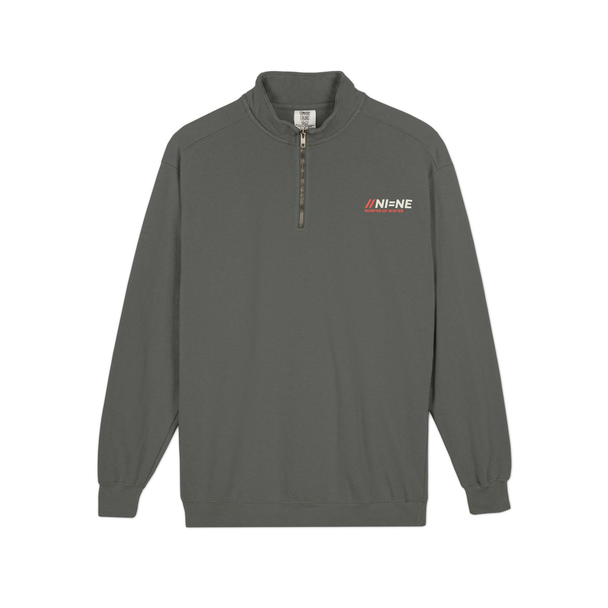 ni=ne Quarter-Zip Sweatshirt — Minimal Racing Logo Chest Design