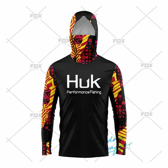 Thumbnail: HUK Fishing New Fishing Shirts Upf 50 Long Sleeve Hooded Face Cover Camisa Pesca