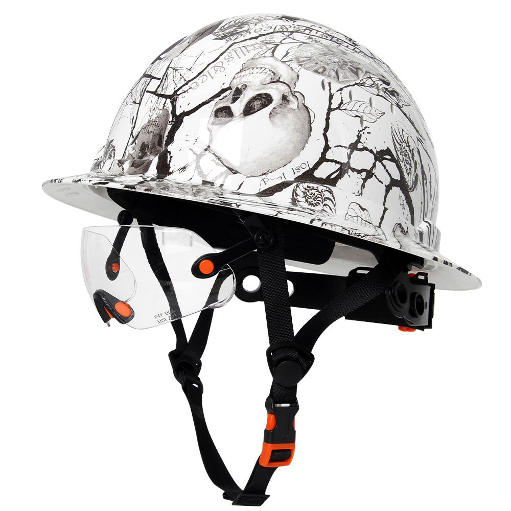 Aolamegs Skull Pattern Full Brim Hard Hat For Engineer Construction Safety Helme