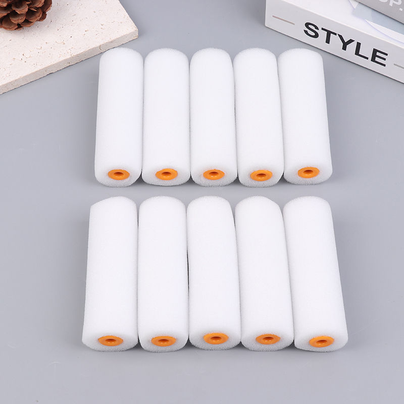 10PCS 100mm Mini White Durable Foam Paint Roller Sleeves Painting Decorating Spo