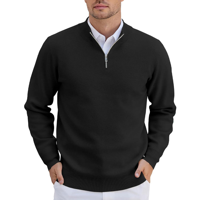Thumbnail: Autumn Mens Zipper Pullover Slim Fit Lightweight Knit Pullover Jacket Coats Casu