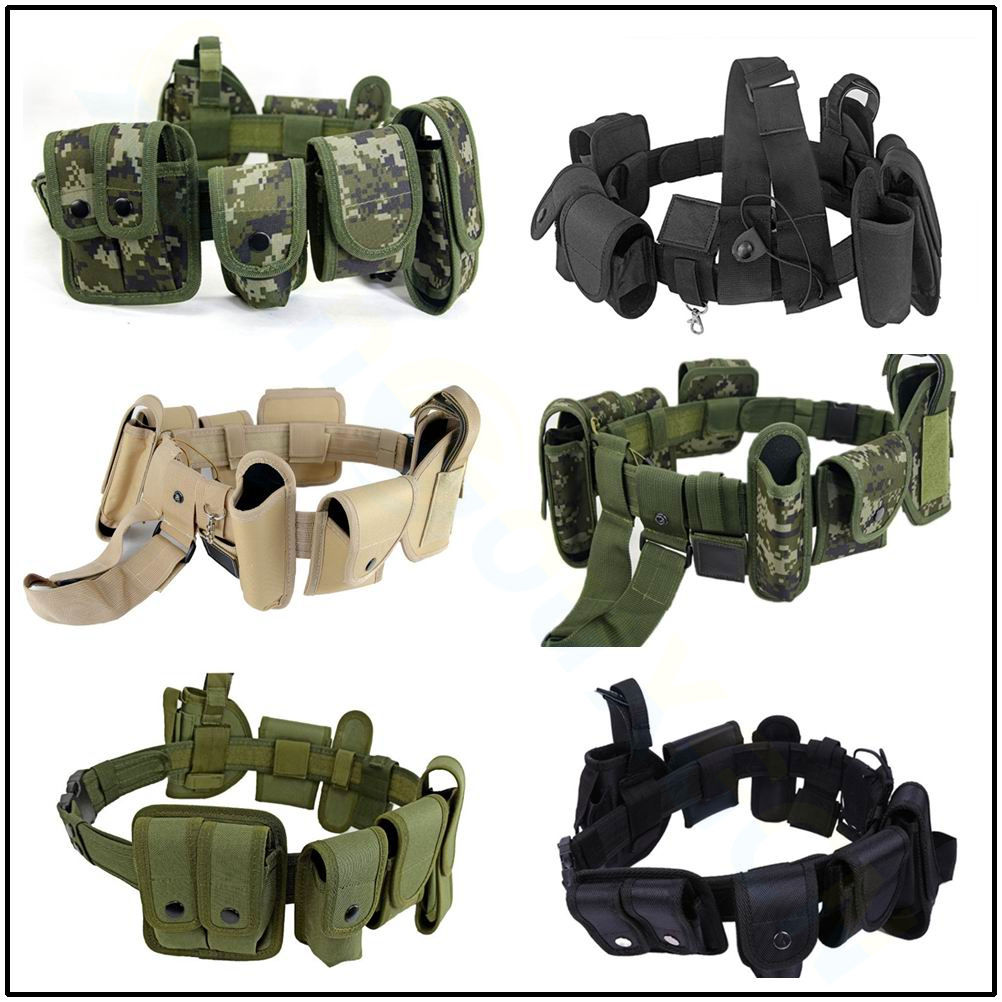 Outdoor Tactical Belt Set Police Security Guard Modular Equipment Multi-pockets 