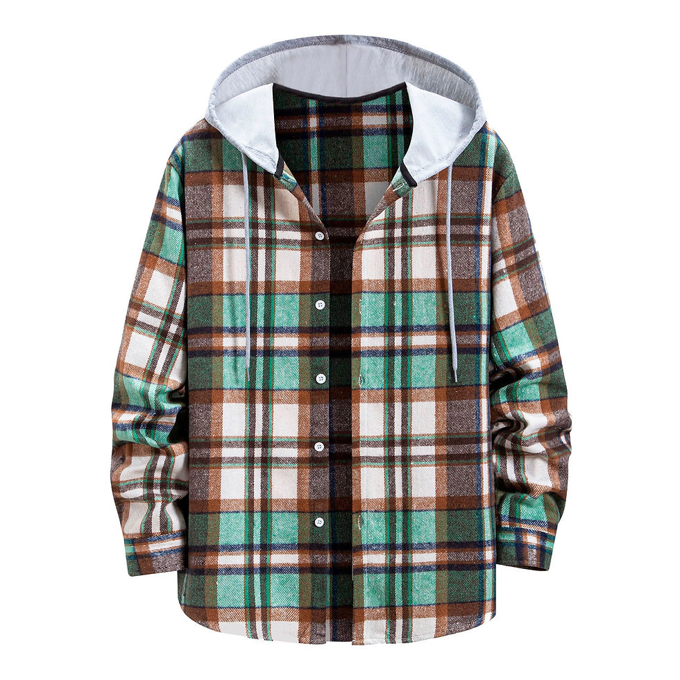 Thumbnail: Man's Hoodies Plaid Shirts Spring And Autumn Fashion Casual Drawstring Long Slee