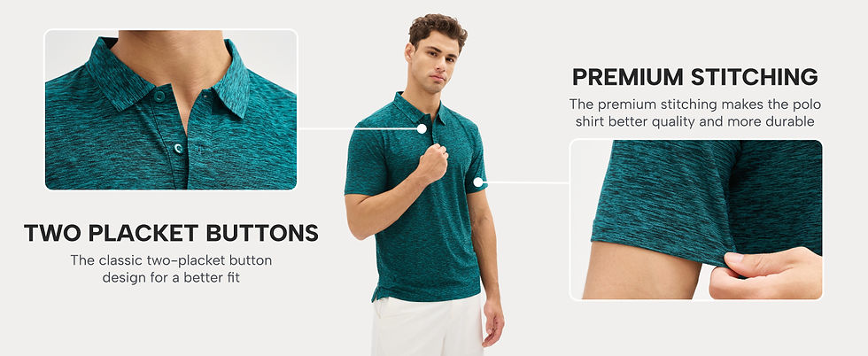 Thumbnail: TACVASEN Mens Summer Casual Polo Lightweight Dry Fit Golf Shirts Moisture Wickin