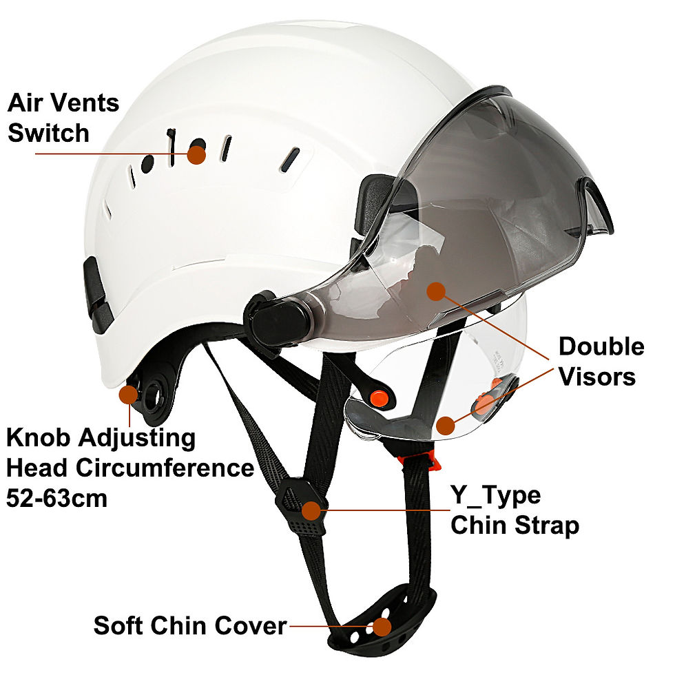 Thumbnail: CE Construction Safety Helmet With Visor Built In Goggles For Engineer ABS Hard 