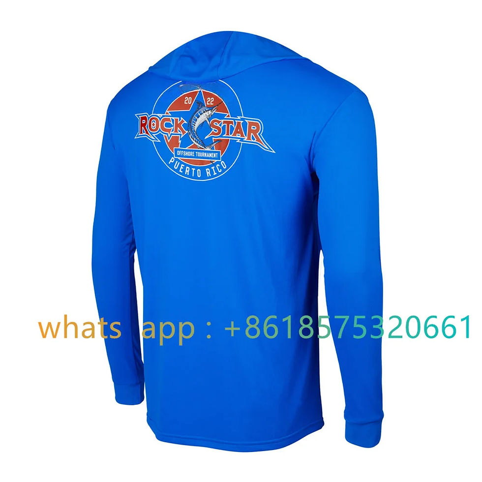 Thumbnail: child aldult Fishing T-shirt Hooded Long Sleeve UV Protection 50 Angling Tops Ou