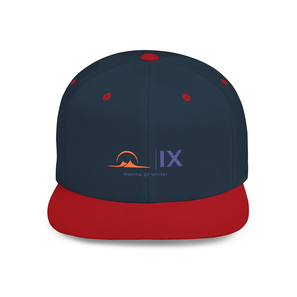 Thumbnail: Ni=ne Snapback Hat — Minimal 'IX' Mountain Logo Flat Bill Cap